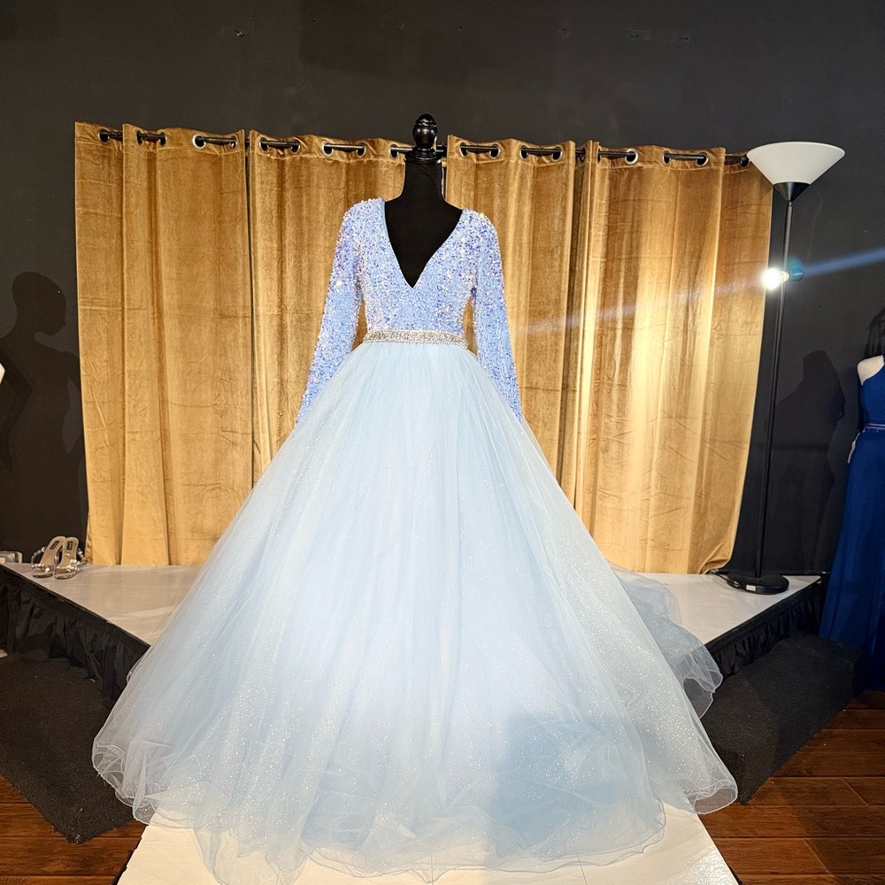 Blue Long Sleeve Gown